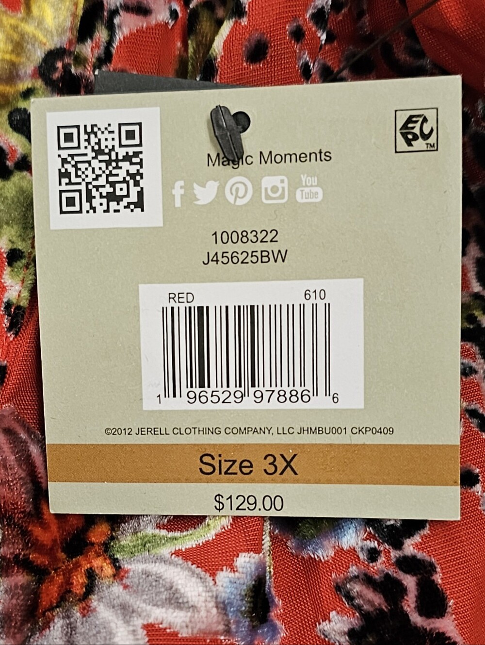 John Mark Red Burnout Velvet Blouse Floral Animal Print Women's Plus Size 3X NWT - Picture 5 of 16